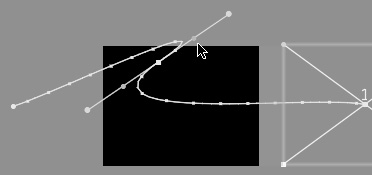 Ease handles are located about midway between the Bézier handles and the keyframe’s position point.