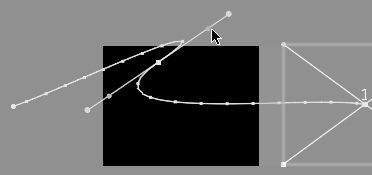 Drag the ease handle away from the keyframe to increase a clip’s speed as it passes through the keyframe’s location on the motion path.