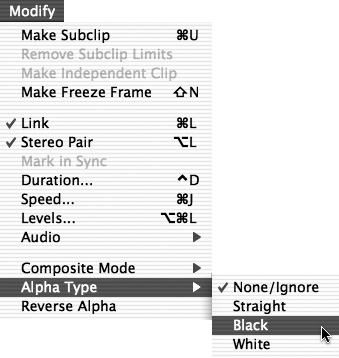 Choose Modify > Alpha Type; then select a different alpha channel type from the submenu.