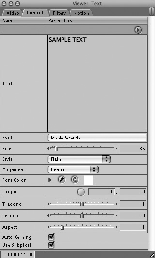Style your text generator on the Viewer’s Controls tab.
