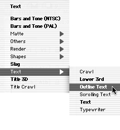 Choose Outline Text from the Viewer’s Generator pop-up menu.