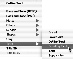 Choose Scrolling Text from the Viewer’s Generator pop-up menu.