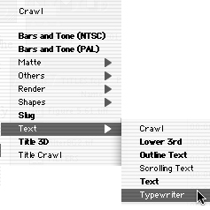Choose Typewriter from the Viewer’s Generator pop-up menu.