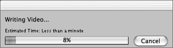 A progress bar tracks the speed of the rendering process. More complex effects will take more time to render than simple effects or audio processing.