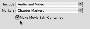 Check the Make Movie Self-Contained box to create a stand-alone movie.