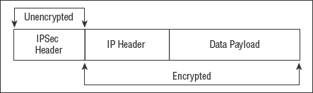 IPSec's encryption of a packet in tunnel mode