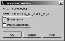 The Exception editing dialog