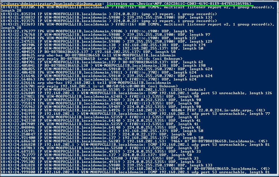 More basic sniffing with WinDump (Windows tcpdump)