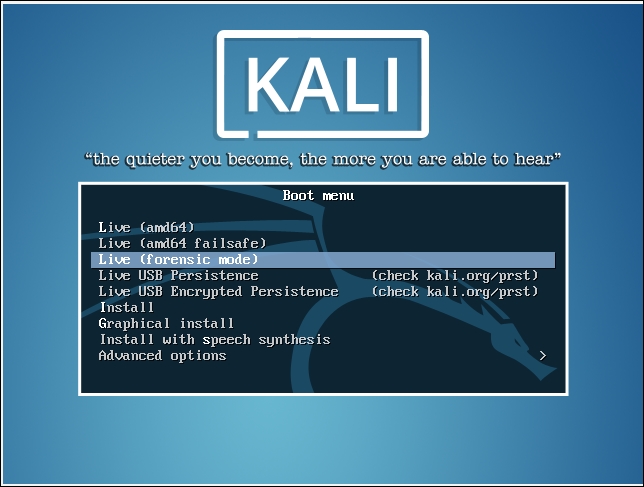 Starting Kali for Forensics