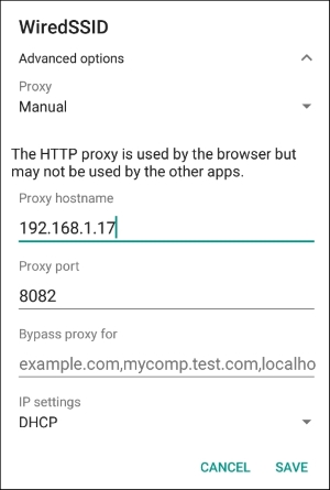 Proxy setting via Wi-Fi