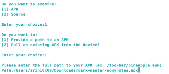 Static analysis using QARK: