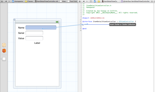 Dragging from XIB to source file