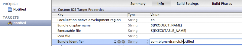 Changing the bundle identifier