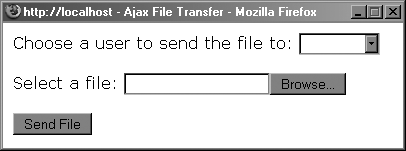 The pop-up window that will be used to choose a file to send to a selected person