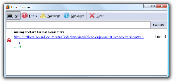 The Firefox Error Console
