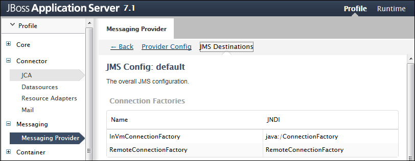 Creating and using connection factories