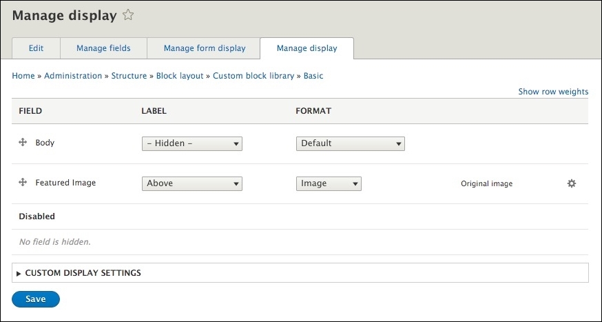 Managing display