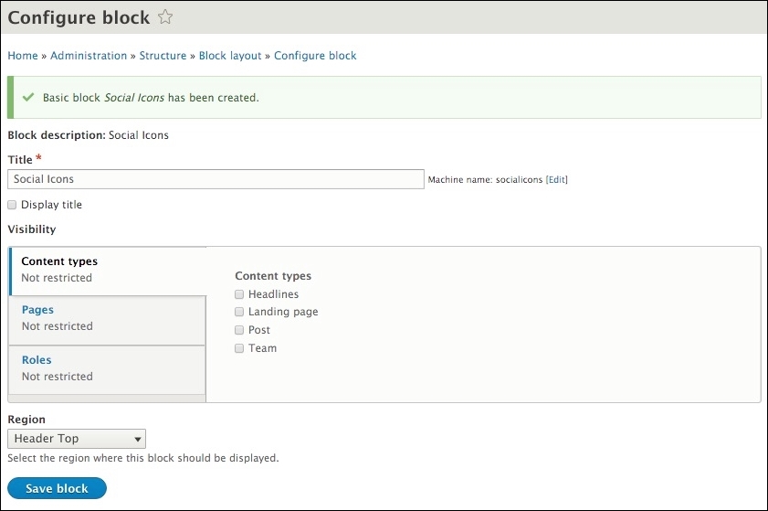 Creating our Social Icons block