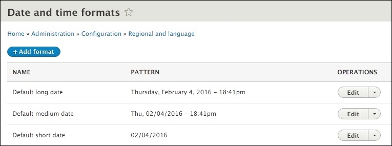 Date and time formats