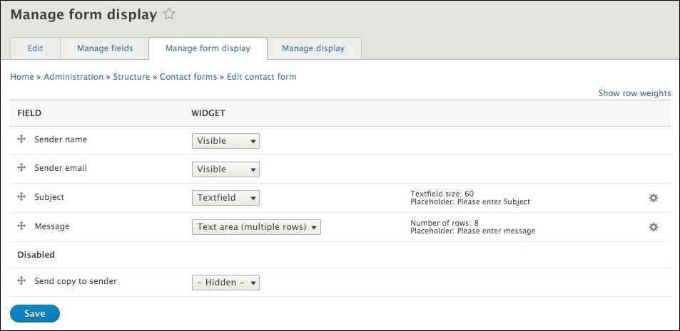 Managing form display