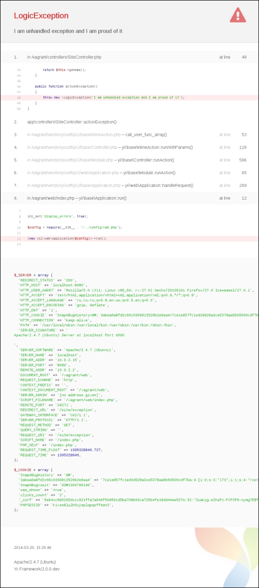 FEATURE – exception handling in Yii