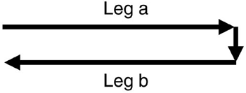 A current loop with two legs: an initial current and its return current.