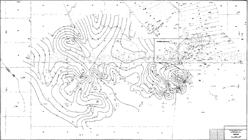 Portion of the net sand isochore map of the 10,500-ft Sand in Golden Meadow Field, Lafourche Parish, Louisiana, USA.
