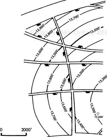Completed structure map showing several intersecting faults with each of the trace intersections forming a “cross.” (The final construction is incorrect. No fault traces are offset.)