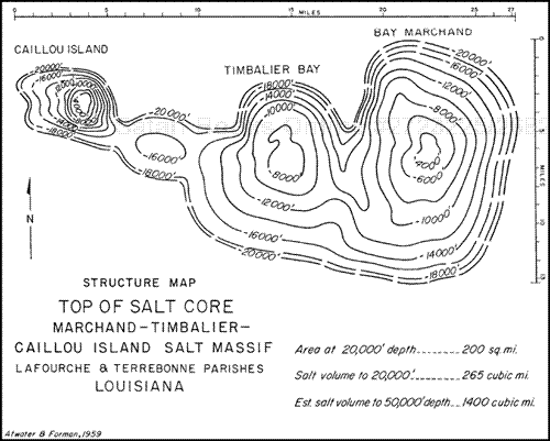 Structure map on the top of the Marchard-Timbalier-Calliou Island Salt Massif.