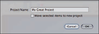 The New Project dialog.