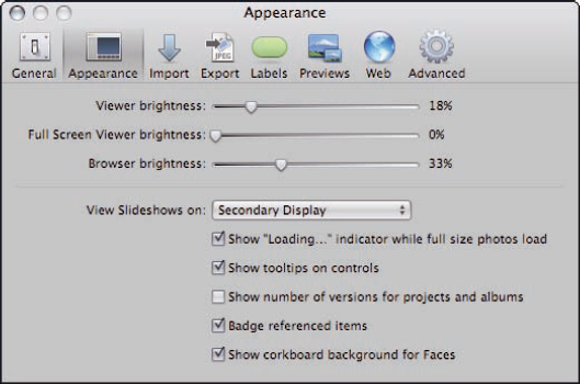 The Appearance preferences pane.