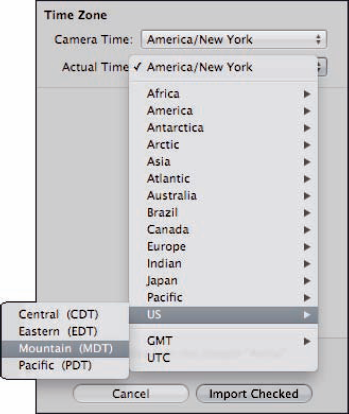 Use the Time Zone settings to correct the time associated with the image.