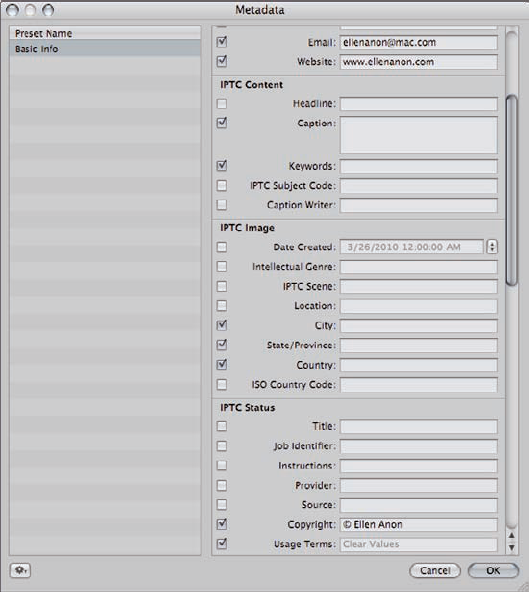 Create custom metadata presets to use while importing images.