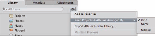 Choose how to organize your projects and albums.