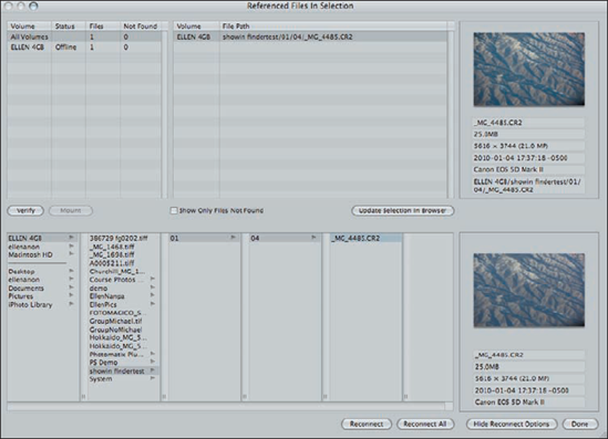 Use the Locate Referenced Files option to reconnect referenced files and their masters.