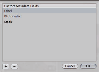 The Custom Metadata Fields dialog.