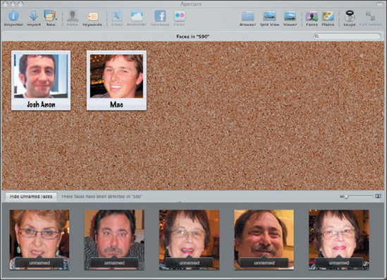 Use the Faces view to add names to images.