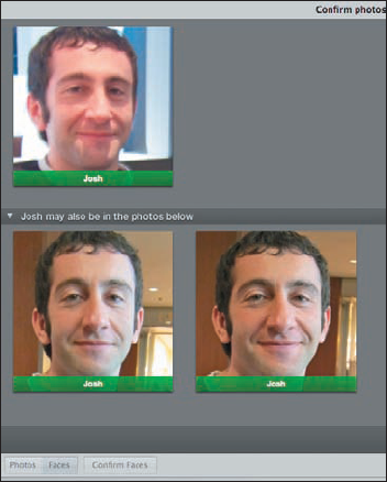 Click Confirm Faces to verify the name on the photos.