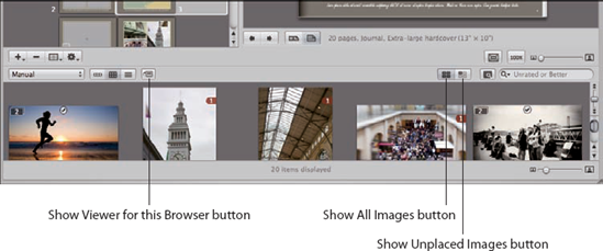 Browser gains buttons for Show Viewer for this Browser, Show Unplaced Images, and Show All Images when attached to the Book Editor.