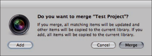 Aperture prompts to see if you want to add copies of or merge the images in the library you're importing.