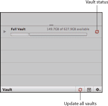 Use the Vault pane in the Library Inspector to manage your vaults.