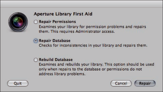 Use the Library First Aid tool to try to repair your library in case you have problems.