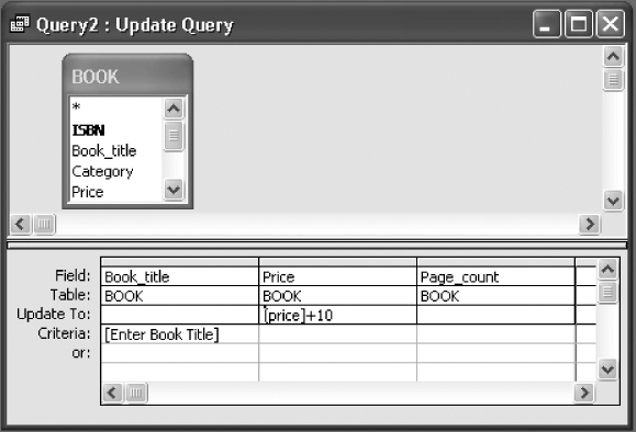 Fig. A.11 Creating an Update Query