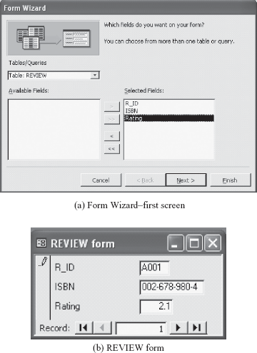 Fig. A.15 Creating form using Form Wizard