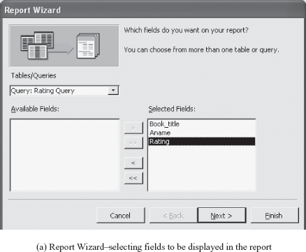 Fig. A.16 Creating report using Report Wizard