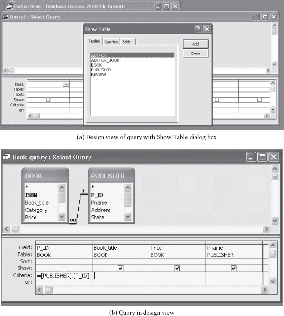 Fig. A.9 Creating query in design view