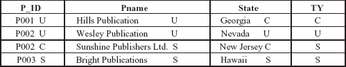 Fig. 12.5 Relation PUBLISHER after insertion