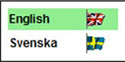 Example of the TwoComponentMenuItem in the Dashboard. It displays an animated GIF of a country flag related to the selectable locale.