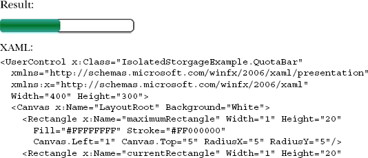 Creating a file quota bar associated with the user's isolated storage area