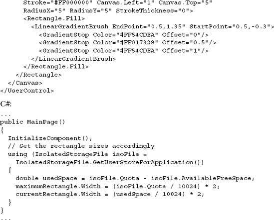 Creating a file quota bar associated with the user's isolated storage area